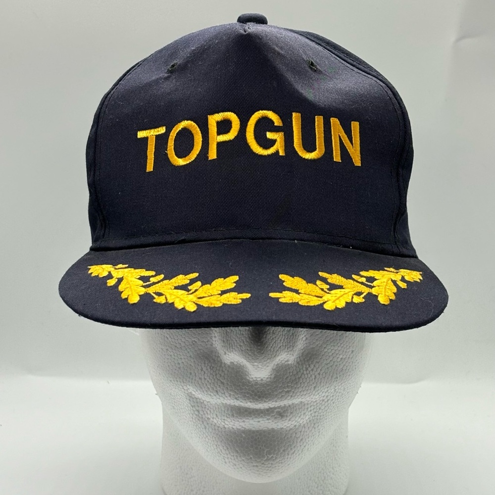 Top Gun Vintage 80s Adjustable Snapback Embroidered Navy Gold Uniform Cap Hat